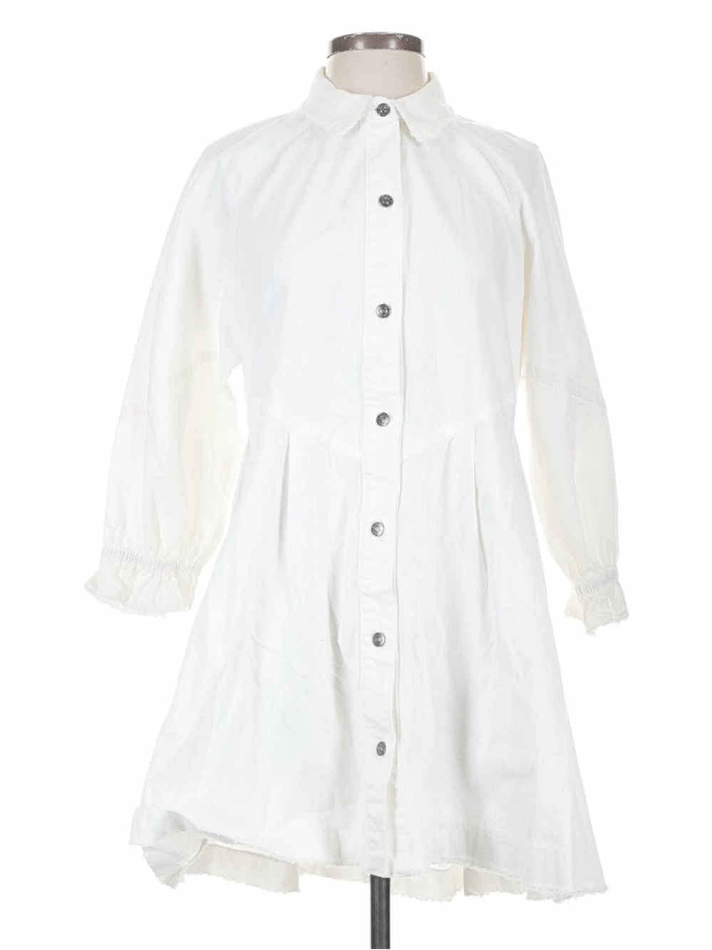 Free People Hannah Denim Long Sleeve Button-Front Mini Dress - Size XS - Picture 7 of 15
